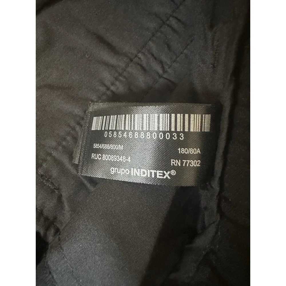 Zara Women's Black  Pants Elastic Waistband and Drawstring Linen 50% Viscose 50%